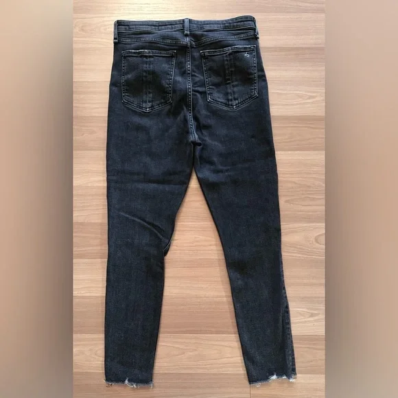 rag & bone Nina High Rise Skinny Jeans Black Distressed Tag 31 Fits 30x26 USA - Picture 2 of 16